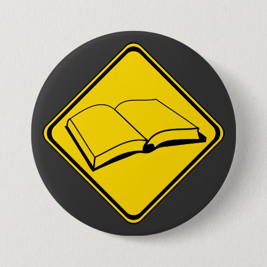 Warnung: Bücher stehen vor! Button (Vorderseite)