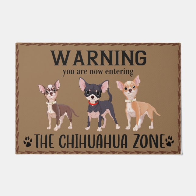 Warnung Chihuahua Zone Doormat, Hundehaus Fußmatte (Vorderseite)