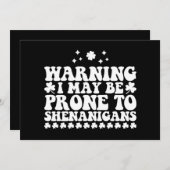 Warnung, dass ich anfällig für Shenanigans St Patr Einladung (Vorne/Hinten)