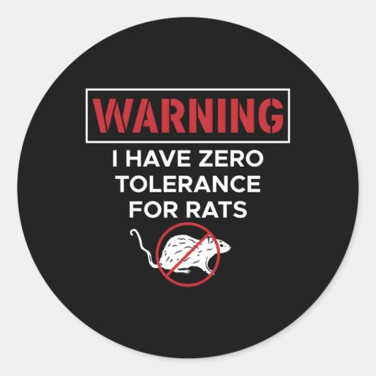 Warnung, dass ich bei Ratten keine Toleranz habe Runder Aufkleber (Vorderseite)