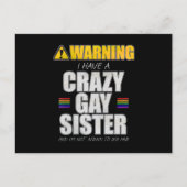 Warnung, dass ich eine verrückte Schwulenschwester Postkarte (Vorderseite)