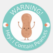 Warnung, dass ich Erdnüsse halte! Peanut Allergy F Runder Aufkleber (Vorderseite)