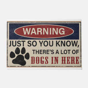 Warnung, dass viele Hunde Fußmatte