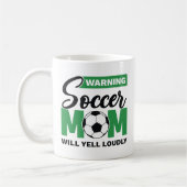 Warnung der Fußball-Mama Will Yell laut Kaffeetasse (Links)