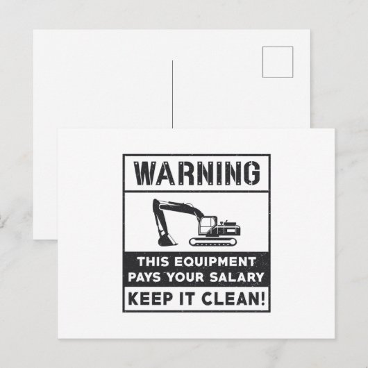 Warnung des Baggerbaus Postkarte (Vorne/Hinten)