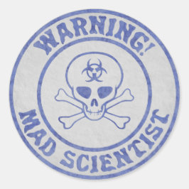 Warnung des Mad Scientist Runder Aufkleber