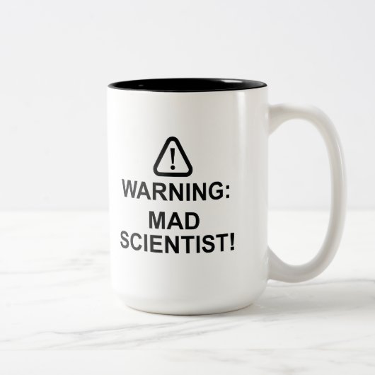 Warnung des Mad Scientist Zweifarbige Tasse (Rechts)