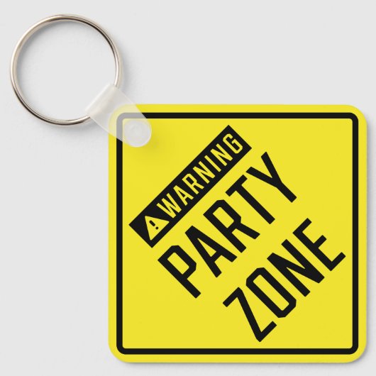 Warnung des Party Zone Metal Square Schlüsselanhän Schlüsselanhänger (Vorderseite)