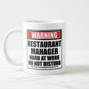 Warnung des Restaurantführers bei harter Arbeit Jumbo-Tasse