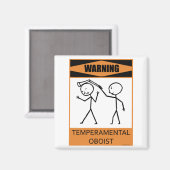 Warnung des temporären Oboisten Magnet (Vorderseite/Rückseite)