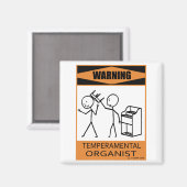 Warnung des temporären Organisten Magnet (Vorderseite/Rückseite)