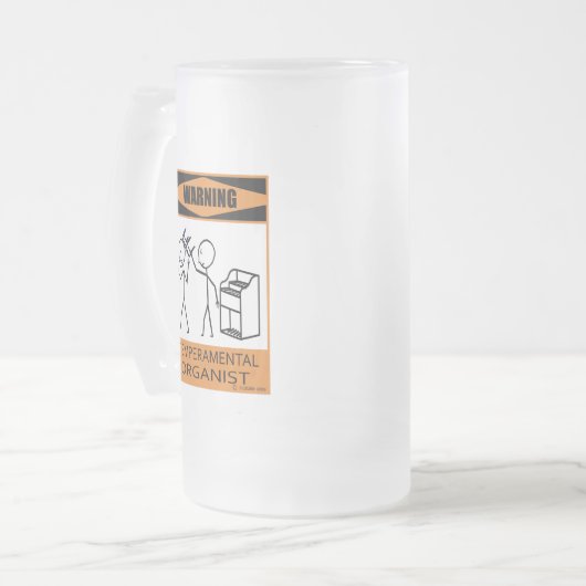 Warnung des temporären Organisten Mattglas Bierglas (Vorderseite Links)