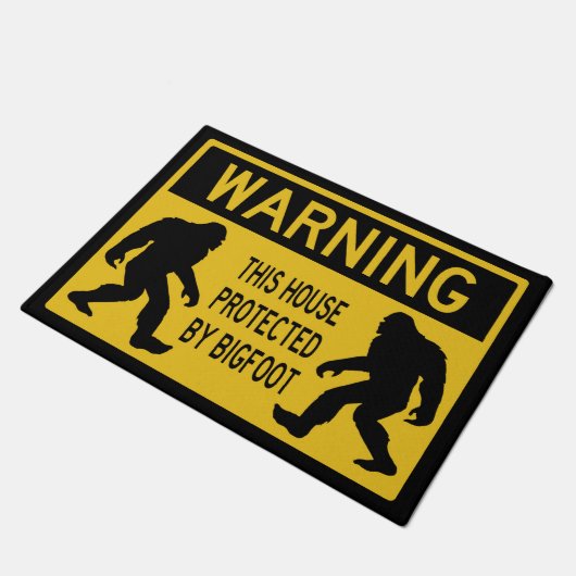 WARNUNG, DIESES HAUS DURCH BIGFOOT GESCHÜTZT FUßMATTE (Schrägansicht)