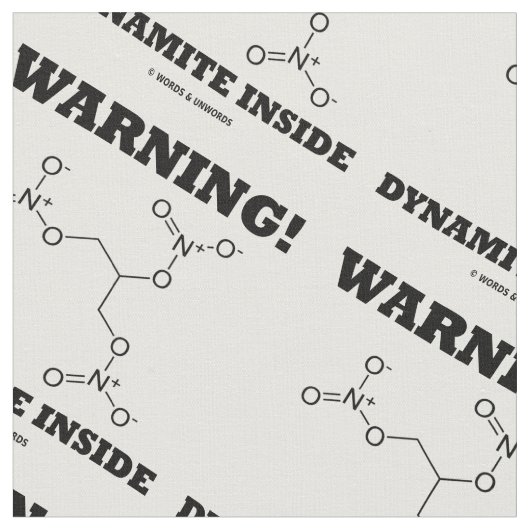 Warnung! Dynamit in Nitroglycerin Molecule Stoff (Nahaufnahme)