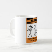 Warnung eines temporären Pianisten Kaffeetasse (Vorderseite Links)