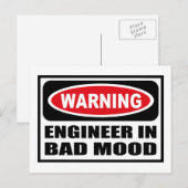 Warnung ENGINEER IN SCHLECHTER MOOD-Postkarte Postkarte (Vorne/Hinten)