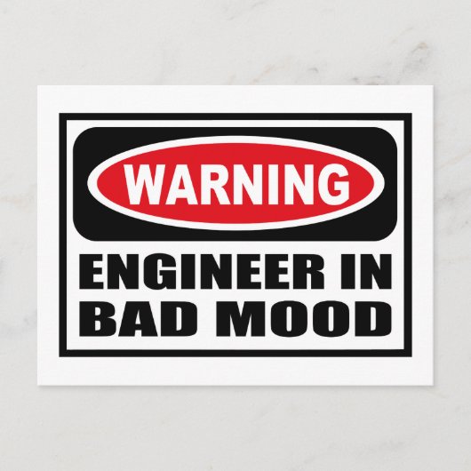 Warnung ENGINEER IN SCHLECHTER MOOD-Postkarte Postkarte (Vorderseite)