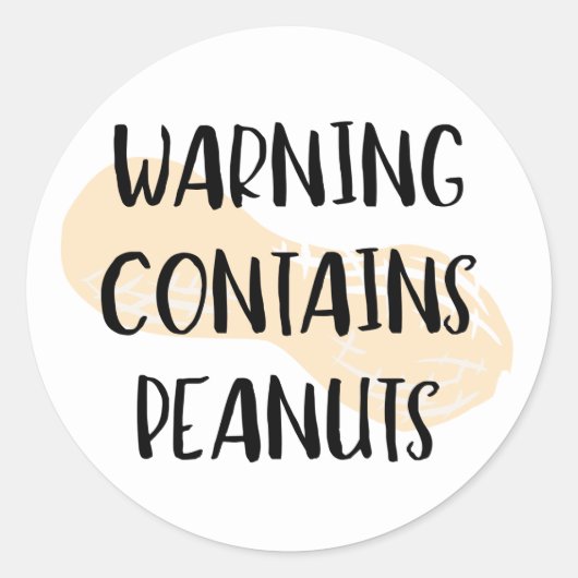 Warnung enthält Erdnüsse Allergen-Etikett Erdnuss Runder Aufkleber (Vorderseite)