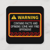 Warnung enthält Fakten, die offensiven Spaß finden Quadratische Visitenkarte (Rückseite)