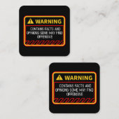 Warnung enthält Fakten, die offensiven Spaß finden Quadratische Visitenkarte (Vorne/Hinten)