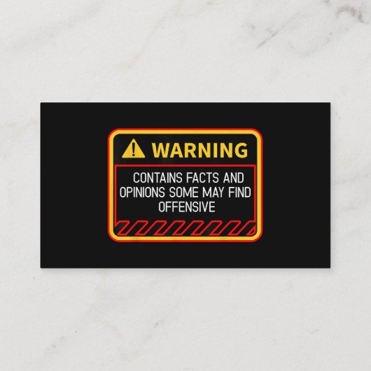 Warnung enthält Fakten, die offensiven Spaß finden Visitenkarte (Rückseite)