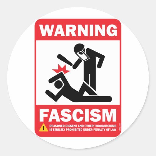 Warnung! Facistikett Runder Aufkleber (Vorderseite)