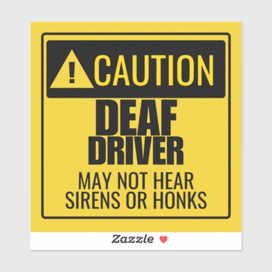 Warnung für Deaf-Treiber Aufkleber (Blatt)