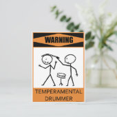 Warnung für einen temporären Drummer Postkarte (Stehend Vorderseite)