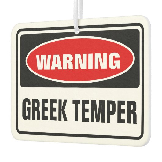 Warnung für griechischen Temper Autolufterfrischer (Links)
