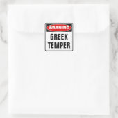 Warnung für griechischen Temper Quadratischer Aufkleber (Tasche)