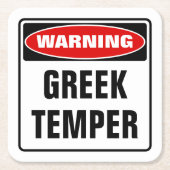 Warnung für griechischen Temper Rechteckiger Pappuntersetzer (Vorderseite)