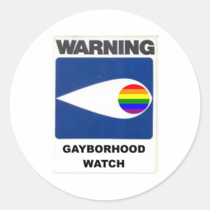 Warnung: Gayborhood Watch Runder Aufkleber