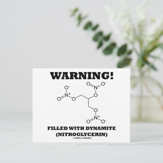 Warnung! gefüllt mit Dynamit (Nitroglyzerin) Postkarte (Stehend Vorderseite)