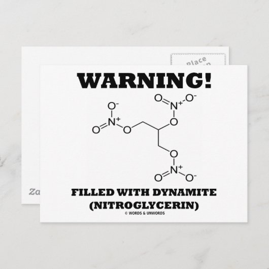 Warnung! gefüllt mit Dynamit (Nitroglyzerin) Postkarte (Vorne/Hinten)