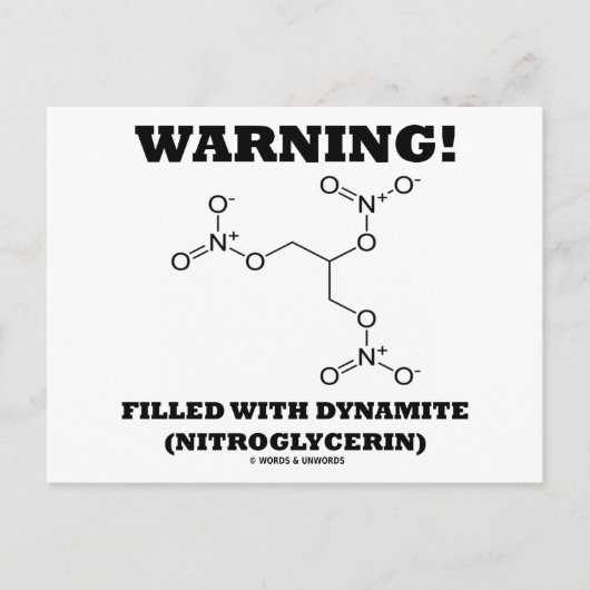 Warnung! gefüllt mit Dynamit (Nitroglyzerin) Postkarte (Vorderseite)