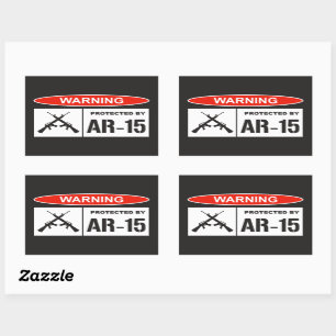 Warnung Geschützt durch AR-15 Home Business Rechteckiger Aufkleber