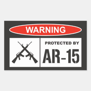 Warnung Geschützt durch AR-15 Home Business Rechteckiger Aufkleber