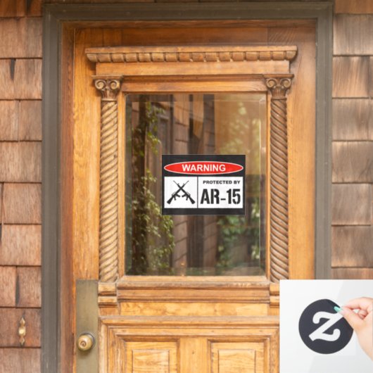 Warnung geschützt durch AR-15 Zuhause Fensteraufkleber (Haustür)