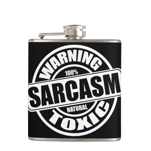 Warnung giftiger Sarcasm Funny Phrase Flachmann (Vorderseite)