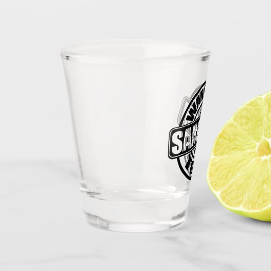 Warnung giftiger Sarcasm Schnapsglas (Links)