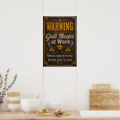 Warnung, Grillmeister am Werk Poster (Küche)