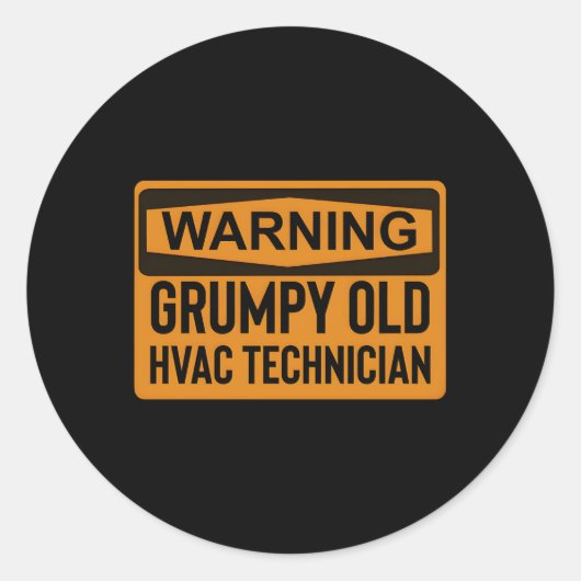 Warnung Grumpy Old Hvac Techniker Runder Aufkleber (Vorderseite)