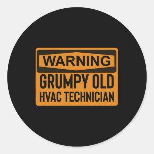 Warnung Grumpy Old Hvac Techniker Runder Aufkleber
