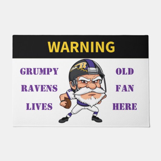 Warnung Grumpy Old Ravens Fan lebt hier Fußmatte (Vorderseite)