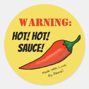 Warnung: Heiß! Hausgemachte Chili Pepper Runder Aufkleber