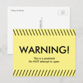 Warnung! Hellgelbe Postkarte über Postkarten (Vorne/Hinten)
