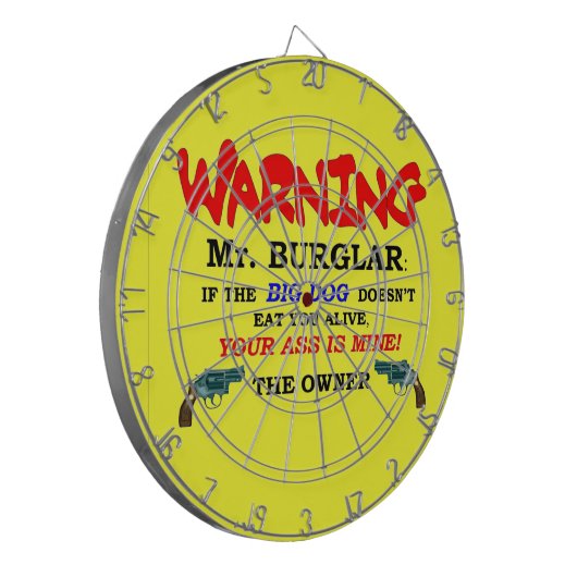 WARNUNG HERR BURGLAR DARTSCHEIBE (Vorderseite Links)