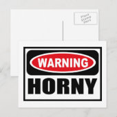 Warnung HORNY Postcard Postkarte (Vorne/Hinten)