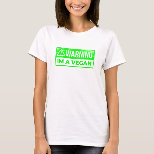 Warnung i vegan vegetarisch T-Shirt (Vorderseite)