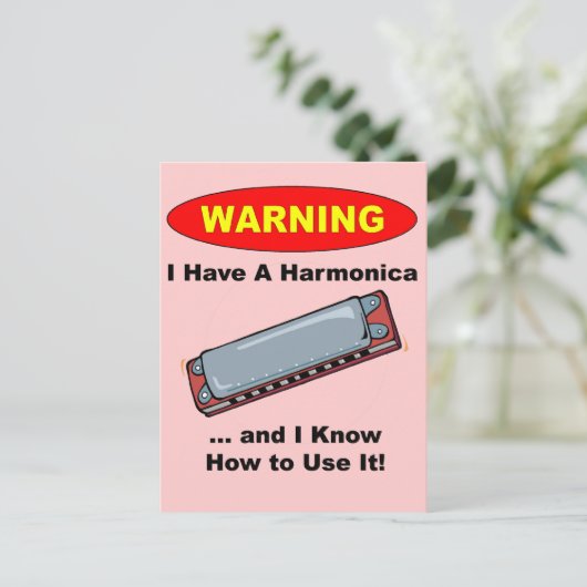 Warnung! Ich habe eine Harmonika ... Postkarte (Stehend Vorderseite)
